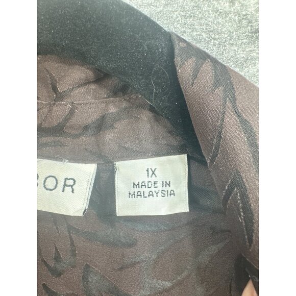 Sag Harbor Womens 1X Floral Button-Up Shirt Brown & Black - Picture 3 of 6